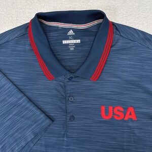 Adidas Golf Polo Shirt Mens Size XL Blue Red Team USA Patriotic Ryder Cup